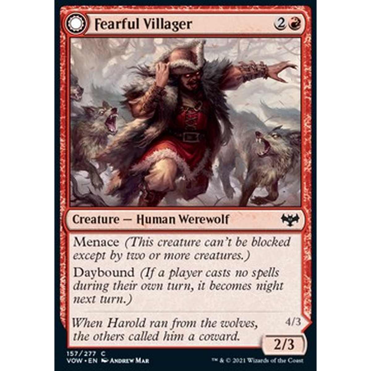 Fearful Villager // Fearsome Werewolf - Popolano Spaventato // Mannaro Spaventoso - [VOW] [NM] [Foil]