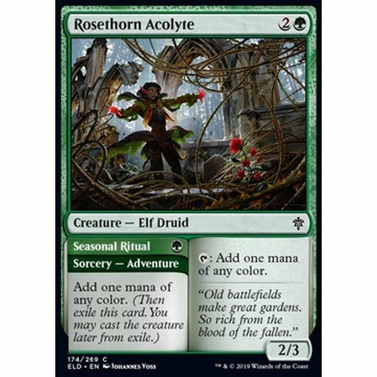 Rosethorn Acolyte // Seasonal Ritual - Accolita del Rosaspino // Rito Stagionale - [ELD] [NM] [Foil]