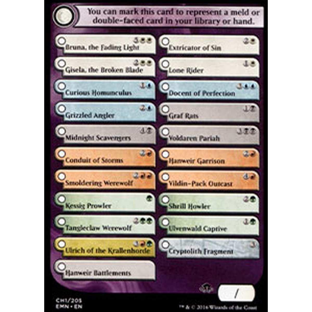 Double-Faced Card Proxy Checklist - Double-Faced Card Proxy Checklist - [EMN] [NM]