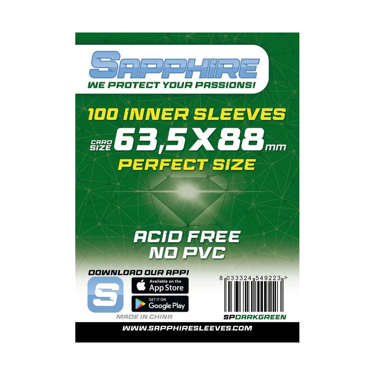 Sapphire Sleeves: 100 Bustine 63,5x88 mm Perfect Size