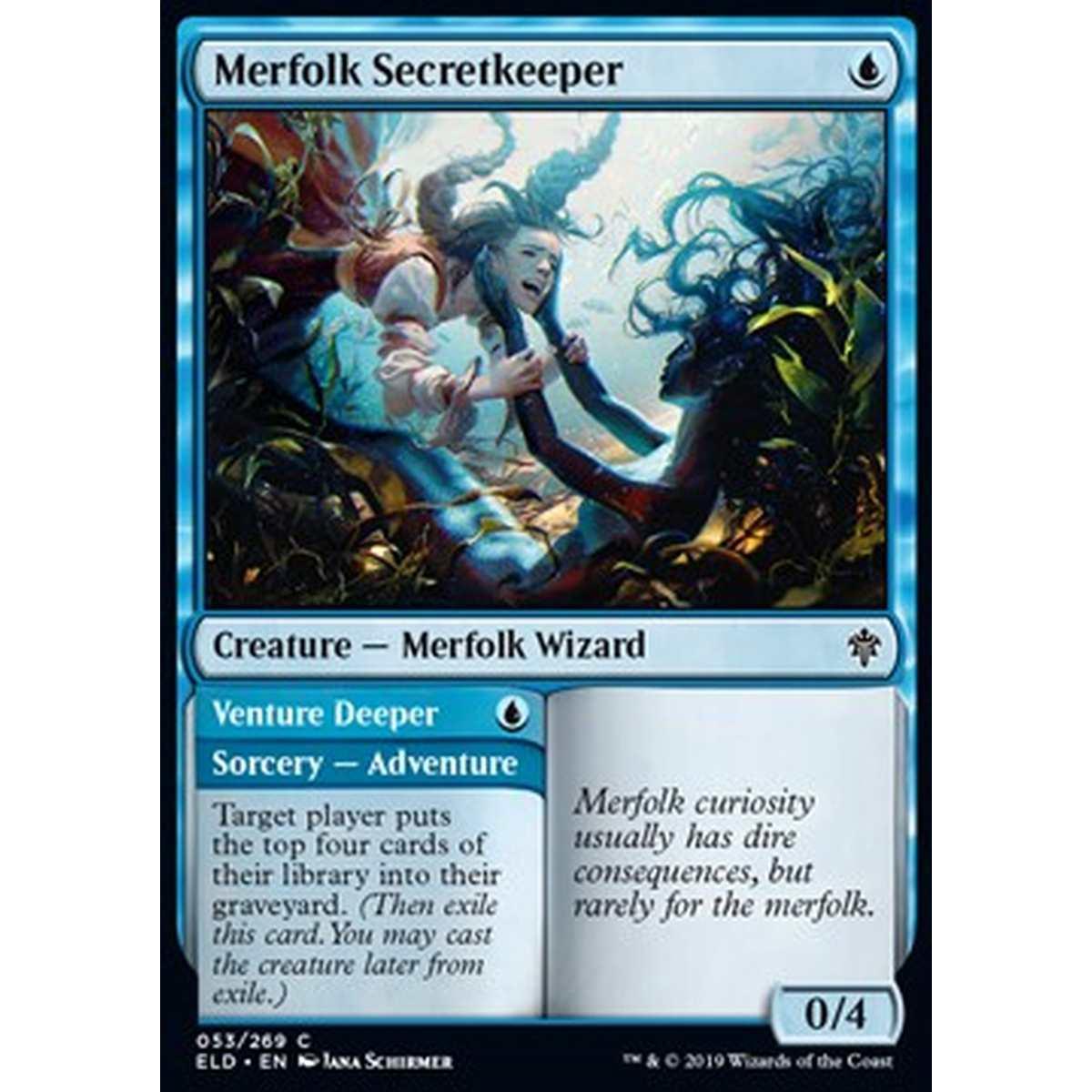 Merfolk Secretkeeper // Venture Deeper - Tritona Guardasegreti // Avventurarsi PiÃ¹ a Fondo - [ELD] [NM]