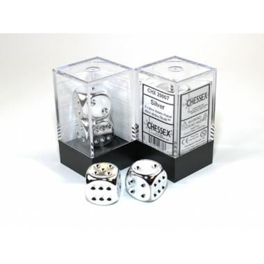 Set 2 DADI Chessex Silver Plated 16mm d6 29007