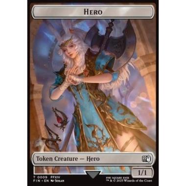 Hero Token (W 1/1) // Elemental Token (2/2 all colors) - Hero Token (W 1/1) // Elemental Token (2/2 all colors) - [TFIN][NM]