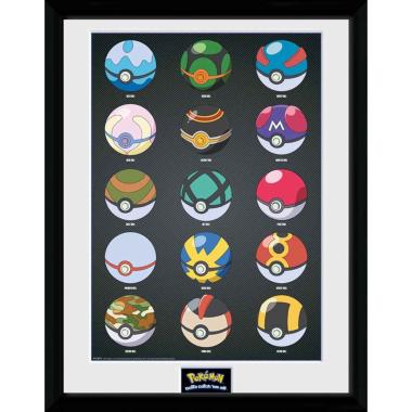 Pokemon - Framed Print "Pokeballs" Quadretto 30x40 con cornice