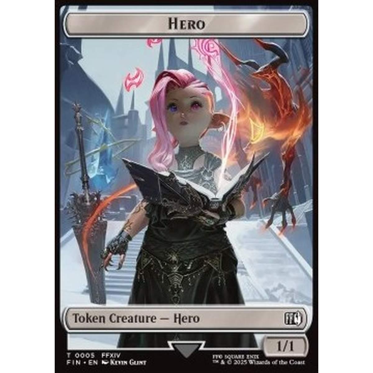 Hero Token (W 1/1) // Bird Token (U 1/1 Flying, vigilance) (V.2) - Hero Token (W 1/1) // Bird Token (U 1/1 Flying, vigilance) (V.2) - [TFIN][NM]