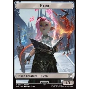 Hero Token (W 1/1) // Bird Token (U 1/1 Flying, vigilance) (V.2) - Hero Token (W 1/1) // Bird Token (U 1/1 Flying, vigilance) (V.2) - [TFIN][NM]
